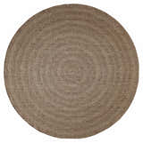 Close-up of a round Nourison Tulum Brown Outdoor Area Rug showing its woven texture and concentric circle design.