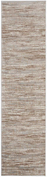 Close-up of the Nourison Elation Ivory Grey rug. High pile rug with chestnut and ivory horizontal striations.