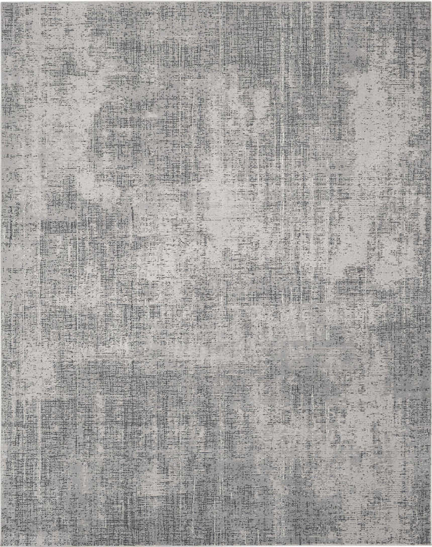 Close-up of Calvin Klein CK970 Vapor Grey Ivory rug with a subtle, textured grid pattern. Modern, neutral tones.
