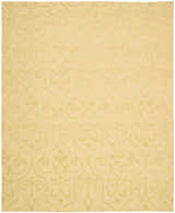 Close-up of the tan Nourison Ambrose Straw Indoor Area Rug, a handmade wool rug with a subtle floral and geometric pattern.