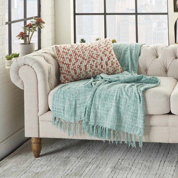 Mina Victory Outdoor Pillows Loop Dots Coral Throw Pillow - Clearance