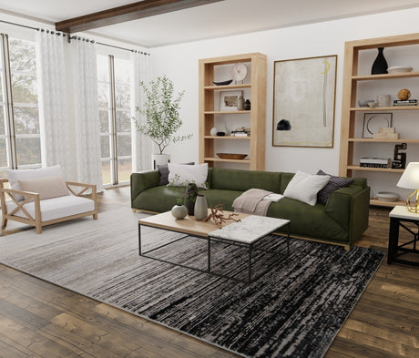 Feizy Micah Modern Abstract - Black/Gray Area Rug