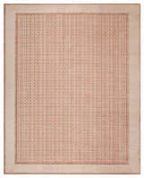 Close-up of Nourison Nordic Brick Ivory rug showing chestnut grid pattern and textured border.