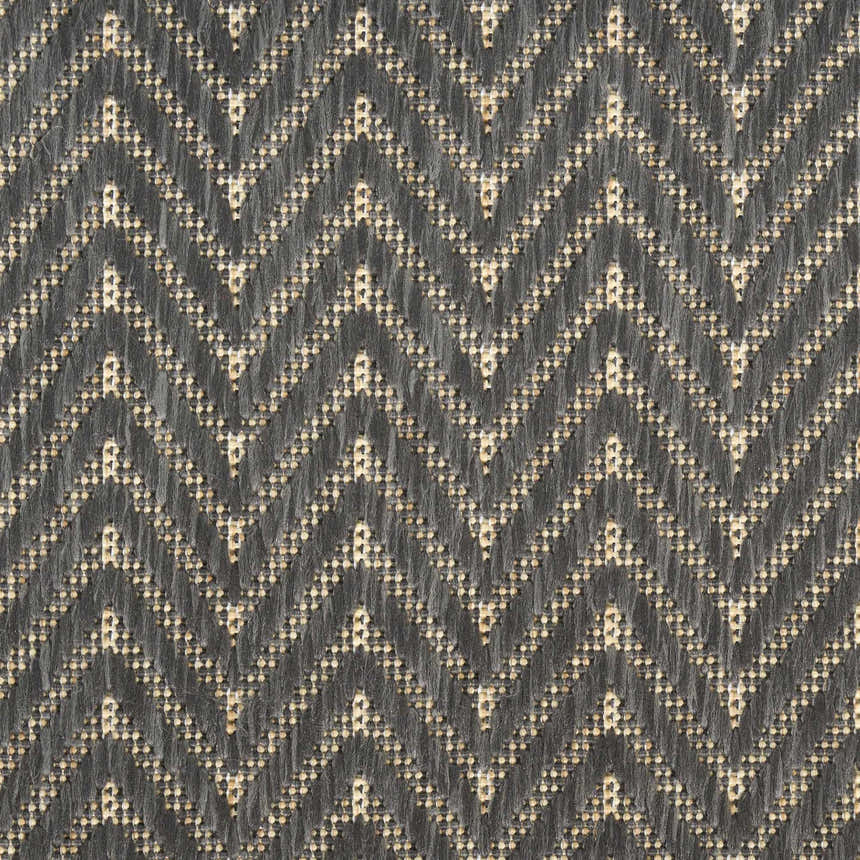 Close-up of the Nourison Horizon Charcoal Area Rug featuring a taupe and charcoal chevron pattern.
