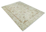 9x12 Fine Hand Knotted Beige and Brown Traditional Vintage Persian Style Antique Wool and Silk Rug | AGR46