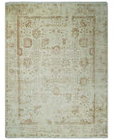 9x12 Fine Hand Knotted Beige and Brown Traditional Vintage Persian Style Antique Wool and Silk Rug | AGR46