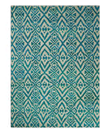 4x6 and 9x12 Hand Knotted Ivory and Blue Modern Contemporary Southwestern Tribal Trellis Recycled Silk Area Rug | OP21