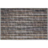 Close-up of the Dalyn Indoor/Outdoor Amador AA1 Fudge Area Rug, showcasing its brown, caramel, and taupe horizontal stripe pattern.