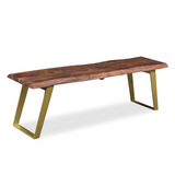 Sheesham Live Edge Gold Legs Bench