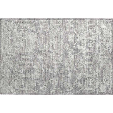 Close-up of the Dalyn Aberdeen AB1 Flannel Washable Area Rug, featuring shades of gray and taupe with a farmhouse style.