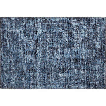 Close-up of Dalyn Aberdeen AB2 Baltic Washable Area Rug. Machine-made rug in baltic blue, taupe, and shades of blue.
