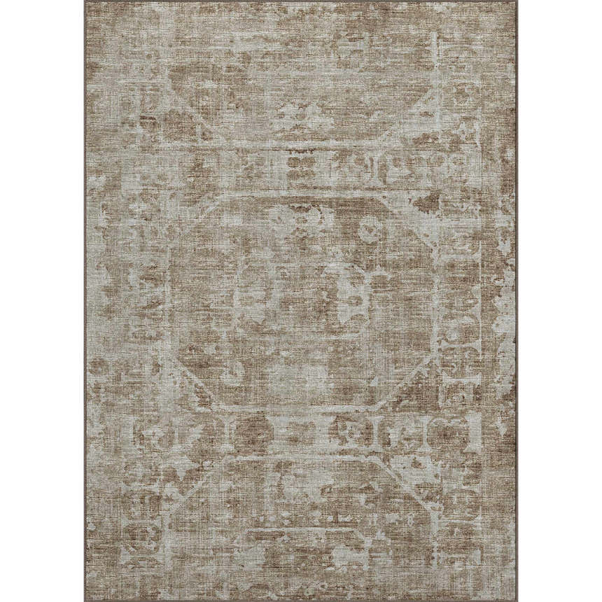 Dalyn Aberdeen AB2 Driftwood Area Rug. Machine-made rug with a traditional, distressed pattern in gray, ivory, and taupe.