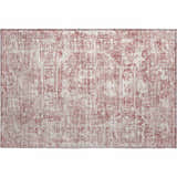 Dalyn Aberdeen AB2 Rose Washable Area Rug. Close-up of pink, taupe, and shades of pink farmhouse style rug.