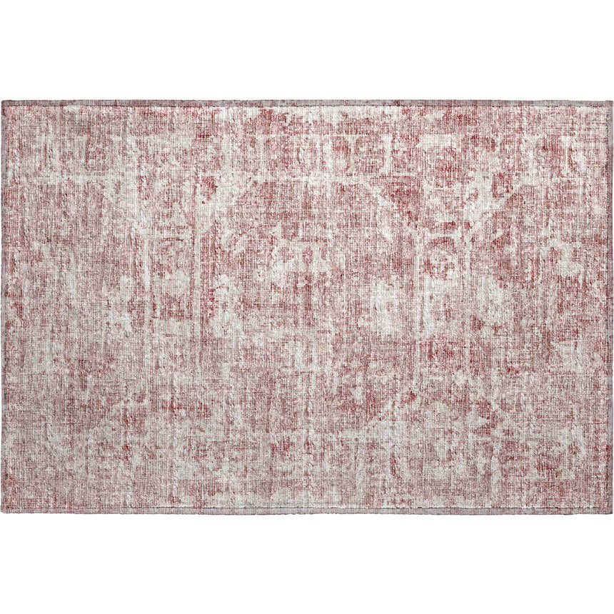 Dalyn Aberdeen AB2 Rose Washable Area Rug. Close-up of pink, taupe, and shades of pink farmhouse style rug.