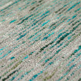 Close-up of the Dalyn Arcata AC1 Aruba Area Rug showing aqua, teal, and olive stripes on a textured, hand-loomed wool blend.