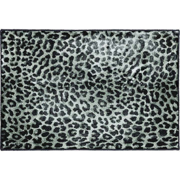 Dalyn Machine Akina AK2 Midnight Washable Area Rug with a black and taupe leopard print pattern.