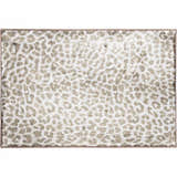 Close-up of Dalyn Machine Akina AK2 Stone Washable Area Rug. Ivory rug with a chestnut and sandstone leopard print pattern.
