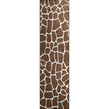 Close-up of the Dalyn Akina AK4 Chocolate Washable Area Rug featuring a brown and chestnut giraffe print.