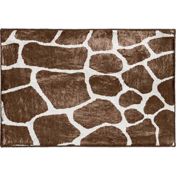 Close-up of the Dalyn Machine Akina AK4 Chocolate Washable Area Rug with a brown and white animal print pattern.