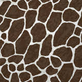 Close-up of the Dalyn Machine Akina AK4 Chocolate Washable Area Rug featuring a brown and chestnut giraffe print.