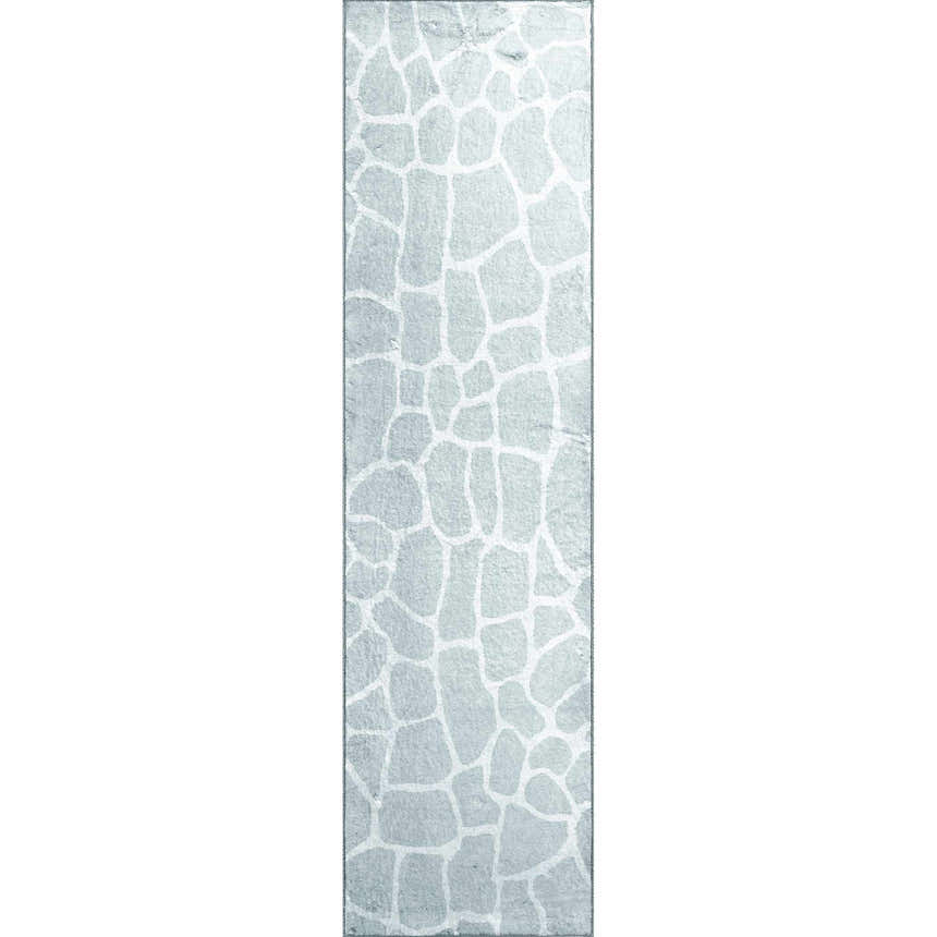 Close-up of the Dalyn Akina AK4 Flannel Washable Area Rug. Features a casual, abstract stone pattern in flannel and white.