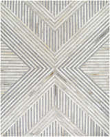 Close-up of Akiye Area Rug. Beige, cream, and gray geometric pattern with a mid-century modern, Scandinavian style. Design-Rectangle-810