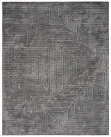 Quartz Patterned Sheen Gray/Green Viscose Rug