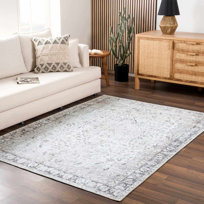 Haile Cream & Green Washable Area Rug