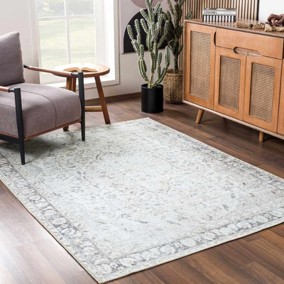 Haile Cream & Green Washable Area Rug