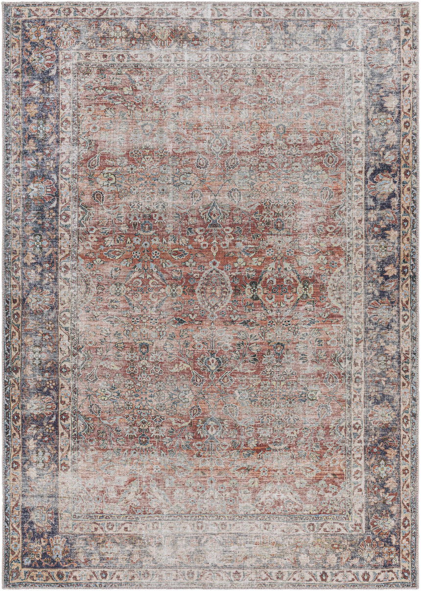 Rust Anahawan Distressed Washable Area Rug - Clearance – Boutique Rugs