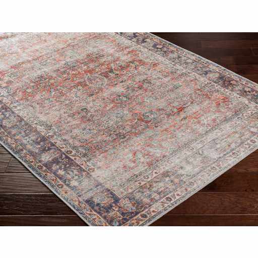 Sample Rust Anahawan Distressed Washable Area Rug - Clearance