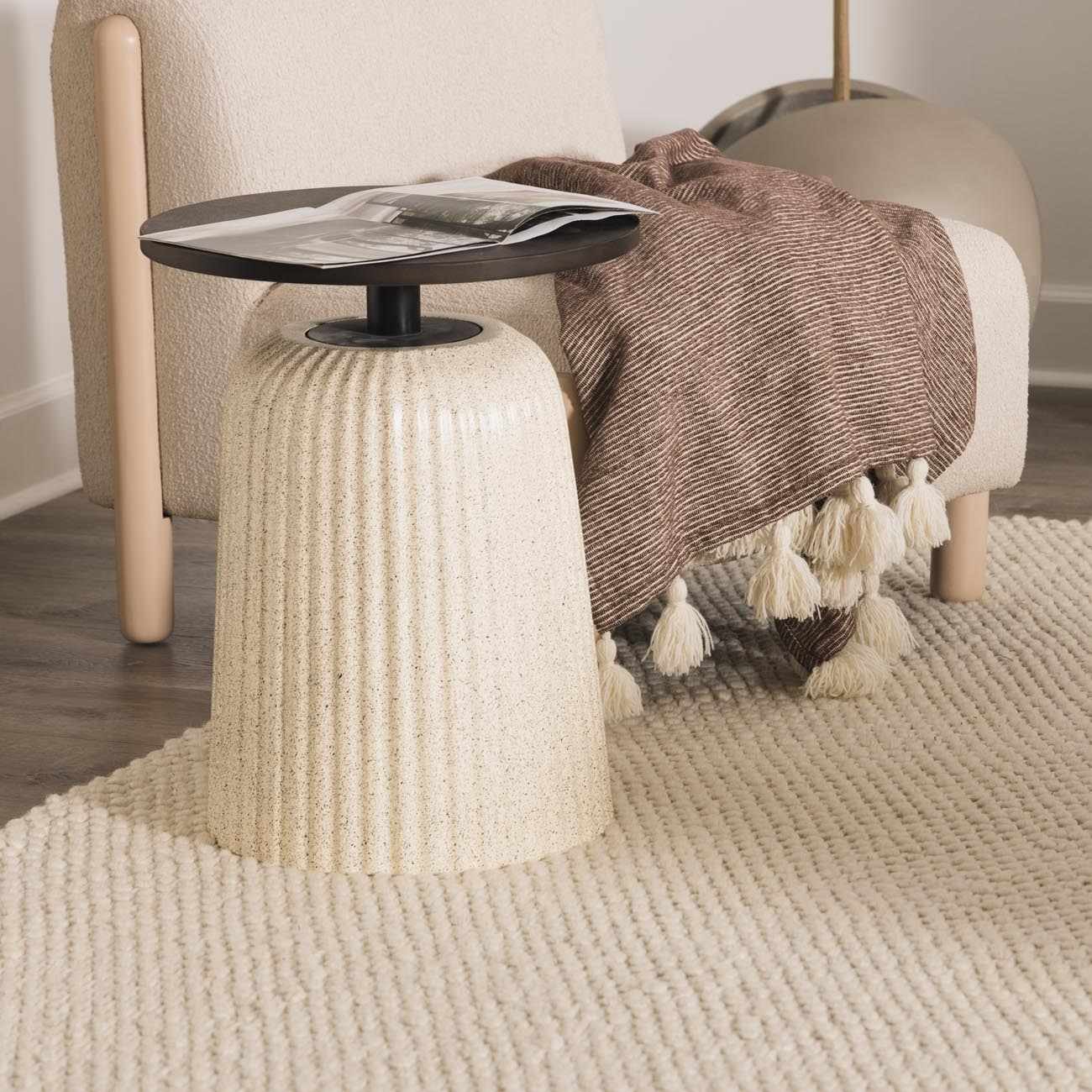 Lucerne Plain Cream Wool Rug LNE-1000
