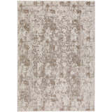 Close-up of the Dalyn Antalya AY2 Taupe Area Rug, showcasing its traditional floral pattern and soft taupe, tan, and ivory colors.