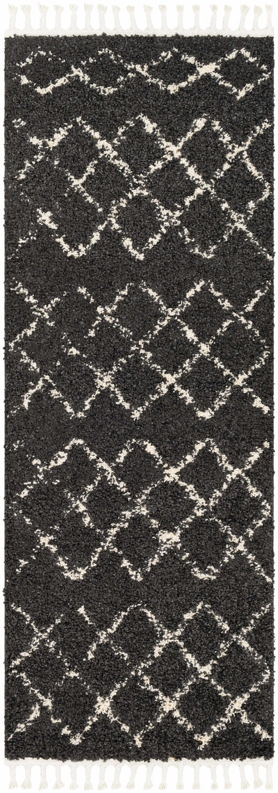 Wallagrass Black/Beige Trellis Tassel Shag - Clearance