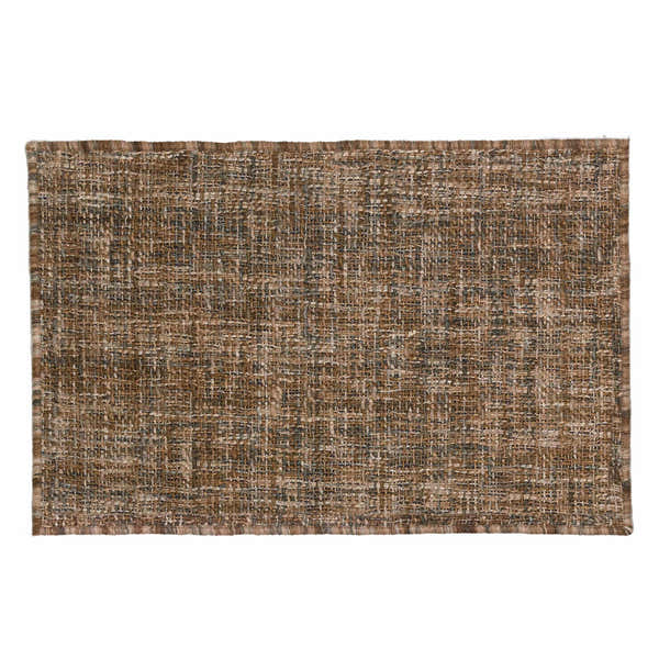 Close-up of the hand-loomed Dalyn Abruzzo AZ1 Chocolate area rug, showcasing its brown, taupe, and ivory woven texture.