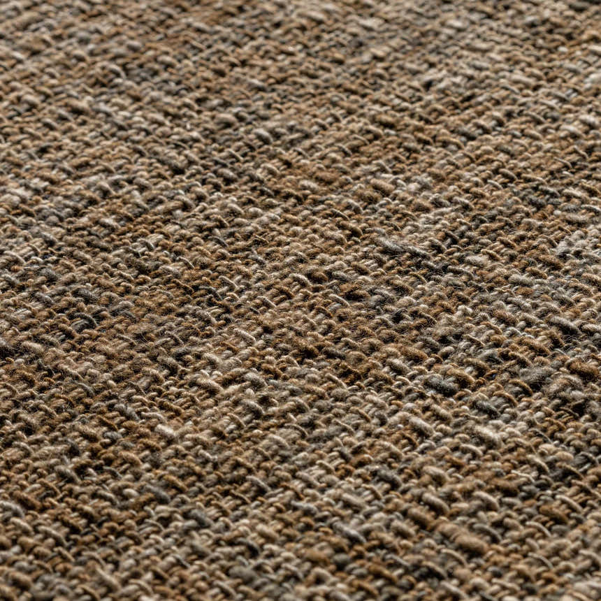 Close-up of the hand-loomed Dalyn Abruzzo AZ1 Chocolate Area Rug showing brown, chestnut, ivory, and taupe wool texture.