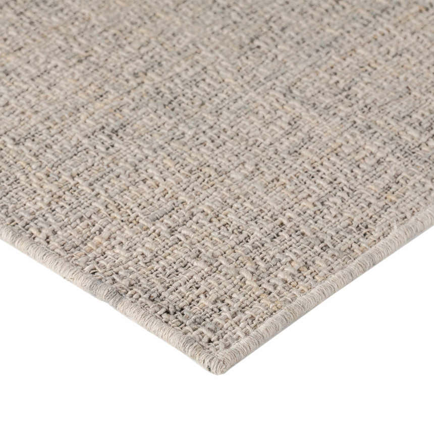 Close-up of the hand-loomed Dalyn Abruzzo AZ1 Ivory Area Rug, showing beige, chestnut, and light gray tones and wool texture.