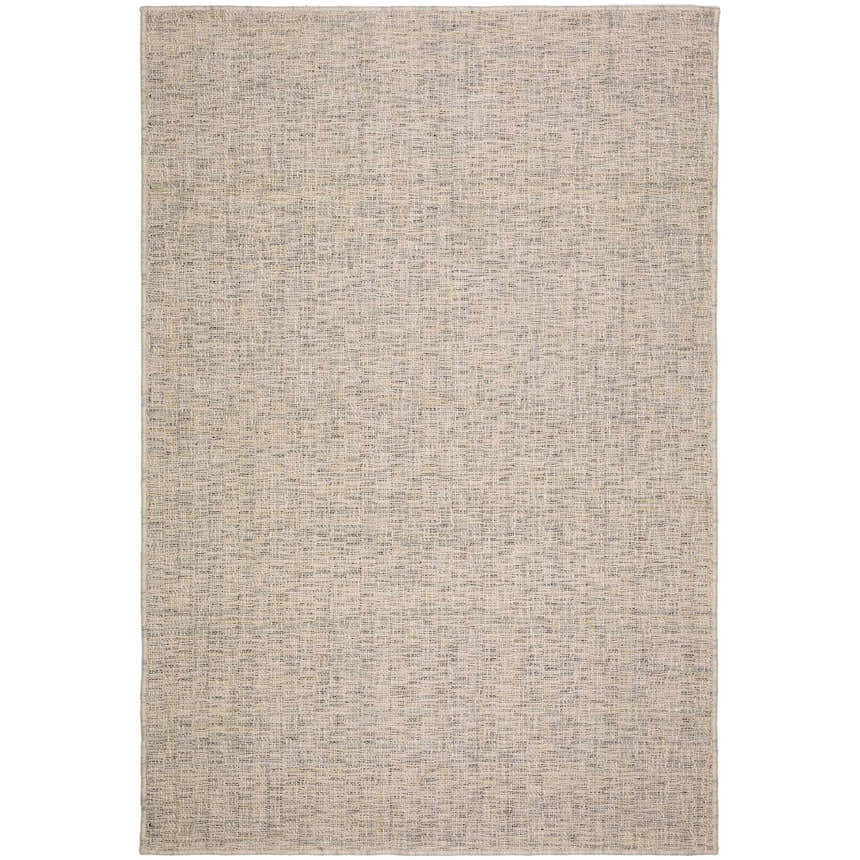 Close-up of the hand-loomed Dalyn Abruzzo AZ1 Ivory Area Rug. Beige, chestnut, and light gray wool and cotton texture.