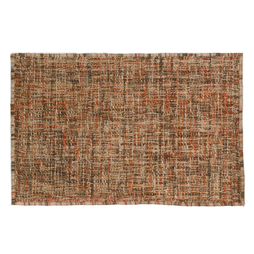 Close-up of the hand-loomed Dalyn Abruzzo AZ1 Spice Area Rug. Casual style with beige, brown, ivory and paprika colors.
