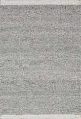 Close-up of the hand woven Basiao Area Rug. Charcoal, cream, and gray wool and cotton blend. Contemporary style. Design-Rectangle