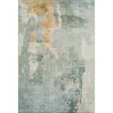 Dalyn Luxury Bresca BC1 Seafoam Washable Area Rug with aloe, gold, peach, and sage abstract design.