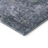 Close up of the Dalyn Luxury Bresca BC6 Blue Washable Area Rug, showing denim, light blue, and silver gray tones.