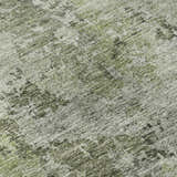 Close-up of the Dalyn Luxury Bresca BC6 Green Washable Area Rug, featuring aloe, sage, and taupe hues. Farmhouse style.