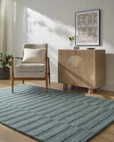 Made to Order Custom Size Idaho Broken-Stiped Petrol Blue Area Rug | Our PNW Home X Livabliss