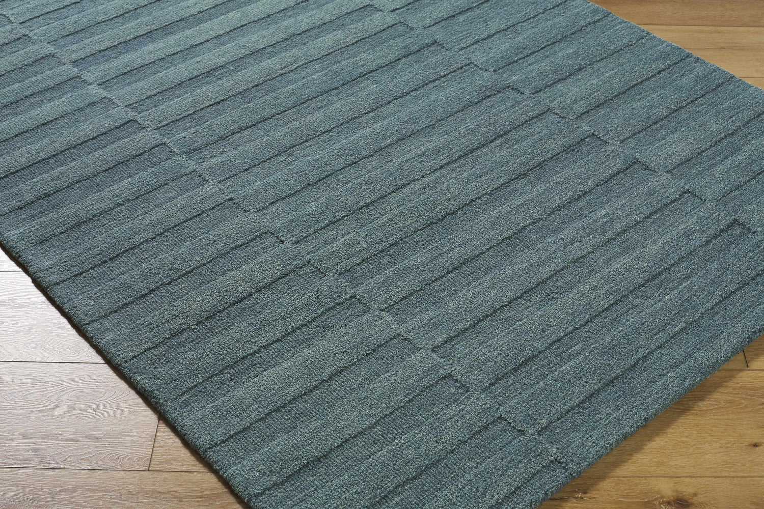 Made to Order Custom Size Idaho Broken-Stiped Petrol Blue Area Rug | Our PNW Home X Livabliss