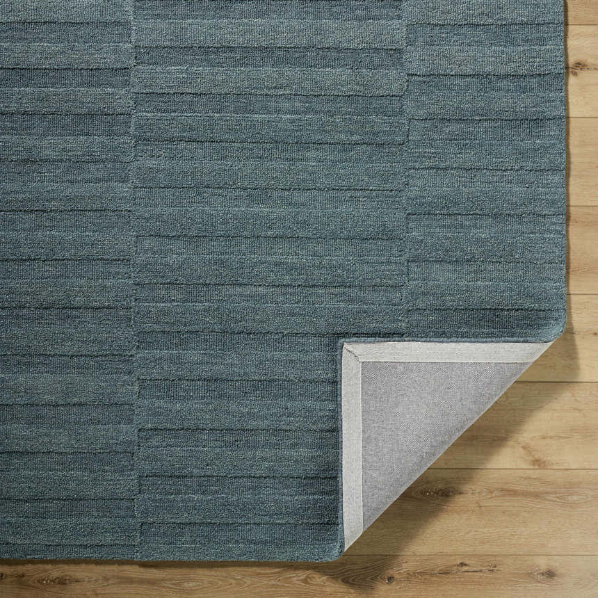 Made to Order Custom Size Idaho Broken-Stiped Petrol Blue Area Rug | Our PNW Home X Livabliss