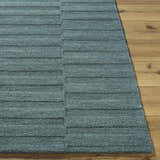 Made to Order Custom Size Idaho Broken-Stiped Petrol Blue Area Rug | Our PNW Home X Livabliss