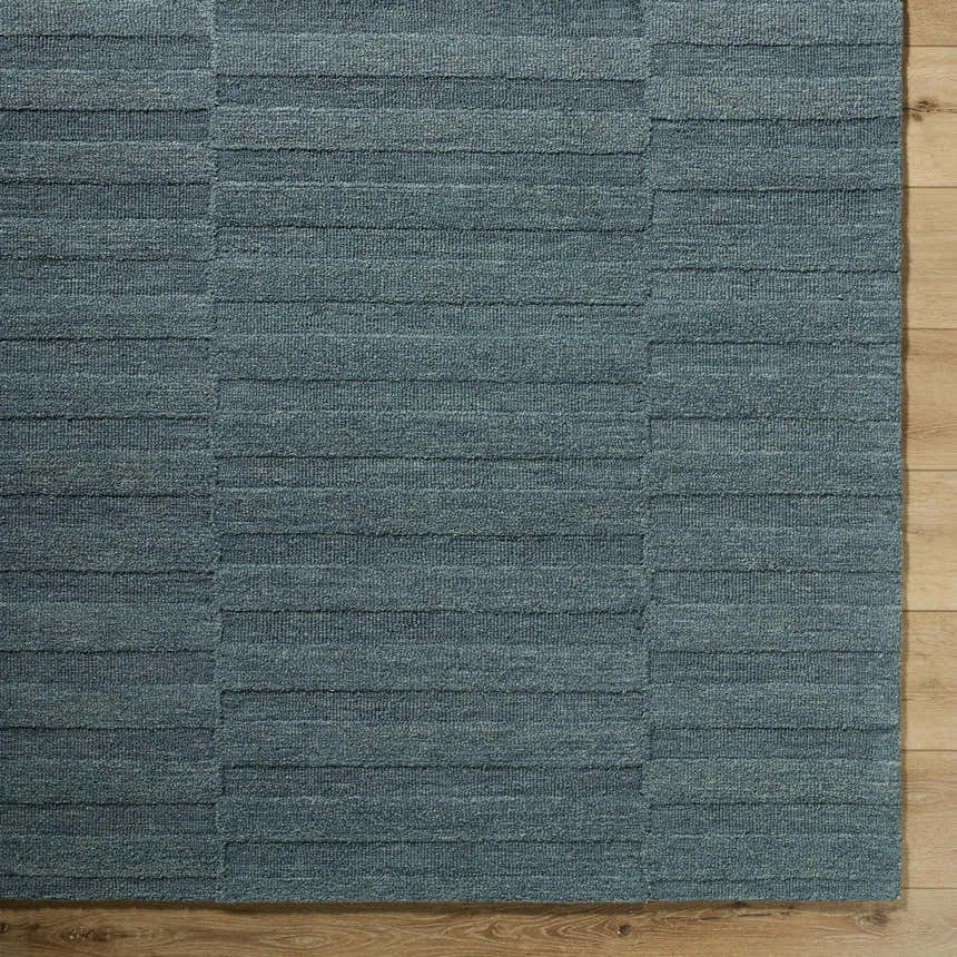 Made to Order Custom Size Idaho Broken-Stiped Petrol Blue Area Rug | Our PNW Home X Livabliss