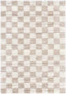 Close-up of the Belita Beige Luxe Shag Area Rug, showcasing a cream and tan checkerboard pattern and plush, shag texture. Design-Rectangle-537