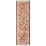 Close-up of the Dalyn Bergama BE6 Paprika Area Rug, a traditional rug with brown, ivory, and paprika floral patterns.